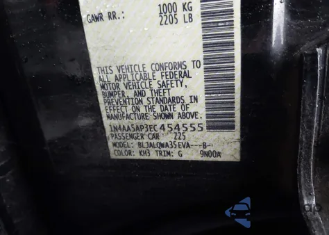 2014 Nissan Maxima 3.5 S/3.5 Sv z USA, uszkodzony, nr VIN 1N4AA5AP3EC454555